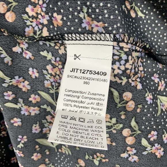 NWT Black Pink Ditsy Floral Button Front Flounce Sleeve Blouse 1XL 14 - Picture 12 of 12